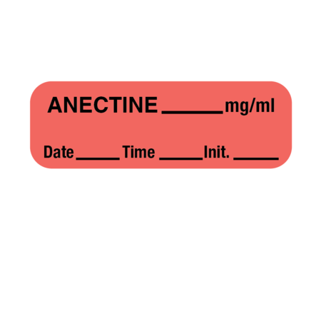 NEVS Label, Anectine 1/2" x 1-1/2" Flr Red w/Black LANT-1482D